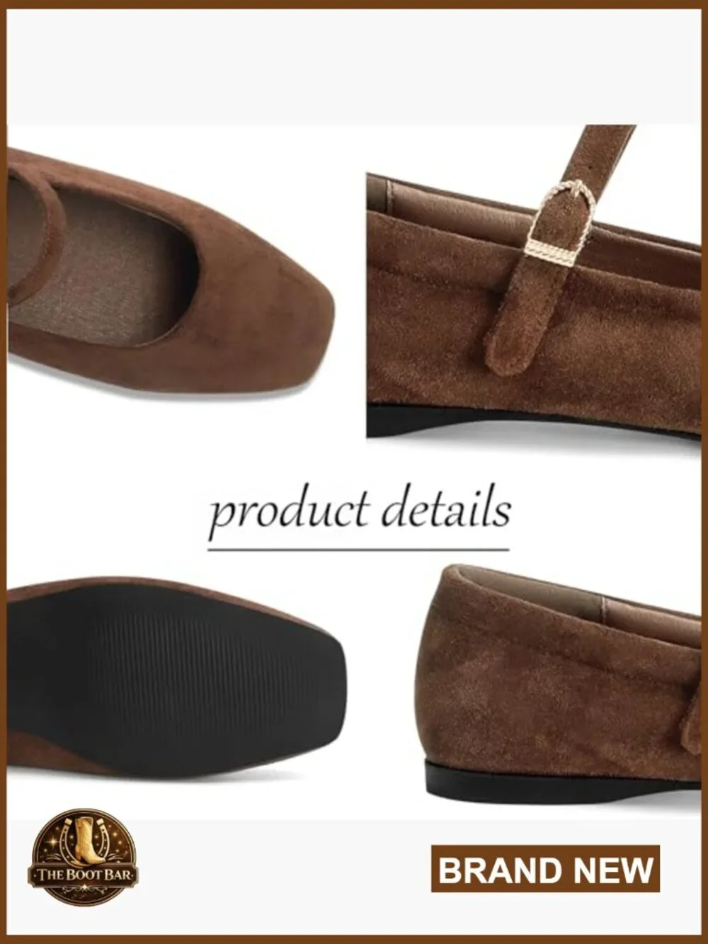 Square Toe Mary Jane Ballet Flats with Buckle, Wide Width, Suede